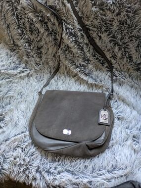 Ralph Lauren Gray Suede & Leather Crossbody Bag